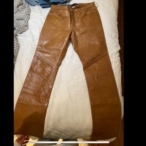 VINTAGE Gap Brown Leather Boot Cut Pants - Size 2